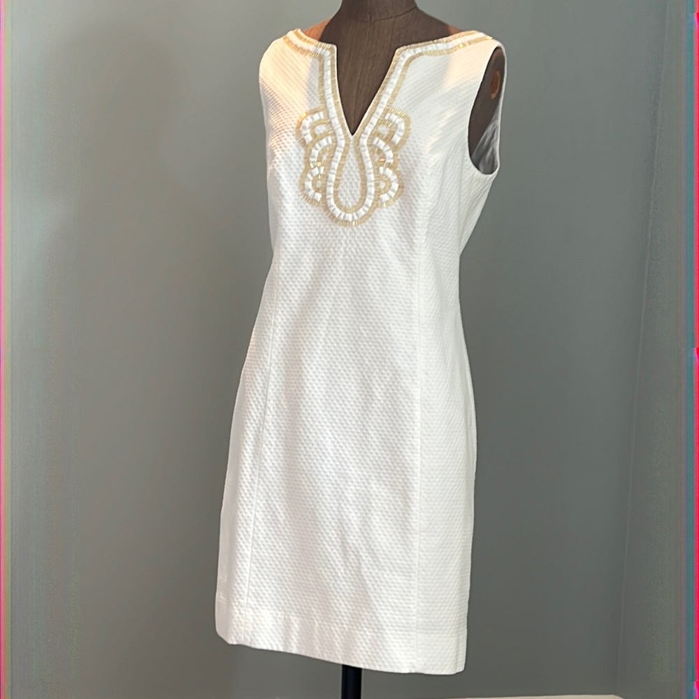 Lily Pulitzer White and Gold Dress